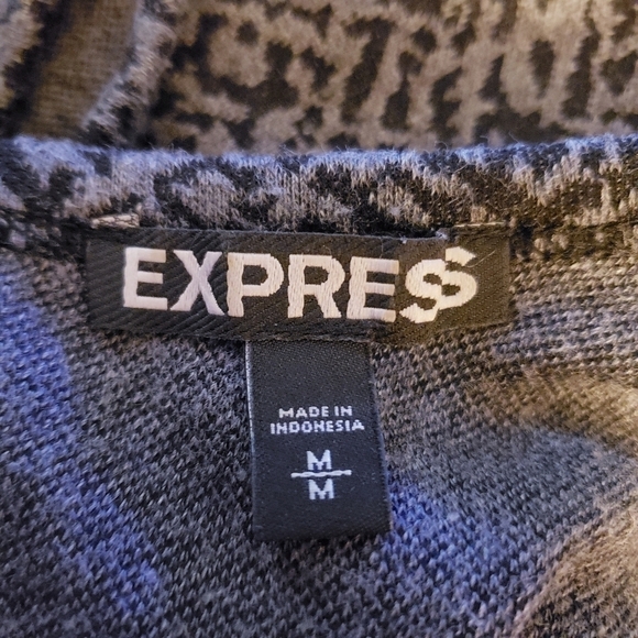 Express Sleeveless Skater Dress Grey Black Women's Medium M Fit & Flare EUC - Picture 3 of 4